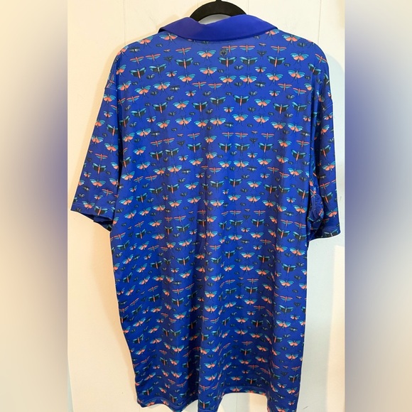 Greyson Golf Performance Polo Shirt Sz XXL Blue Dragonflies Insects - Picture 4 of 5